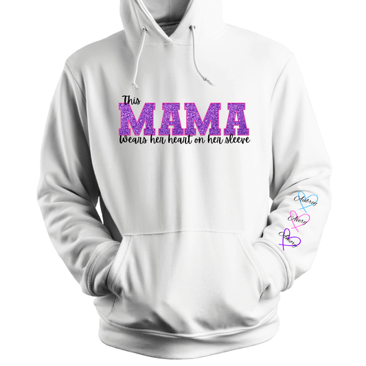 Mama Wears Her Heart On Her Sleeve HOODIE