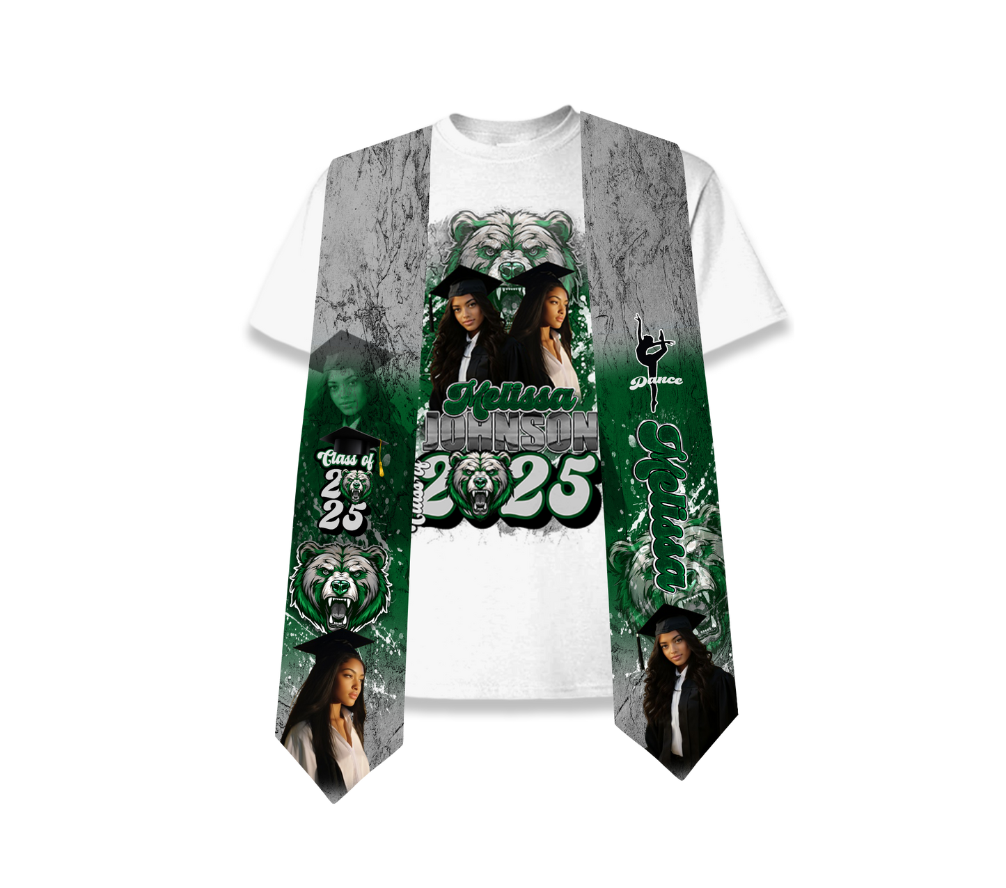 Grad Stole and Center Print Shirt Combo